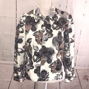 Cotton Long Sleeve Floral Gray/white/black…